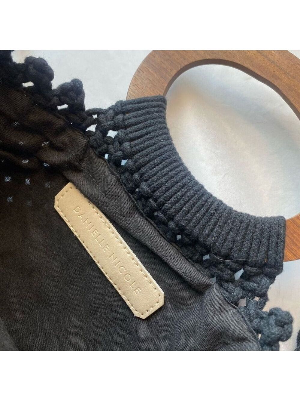 Anthropologie Danielle Nicole Black Boho Retro Macrame Bag Crossbody Tote - Picture 4 of 7